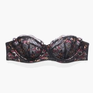Savage x Fenty Black Caviar 32DD Nymph Nouveau Lace Strapless Bra